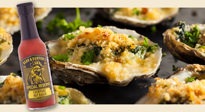 Bear & Burton’s Everyday Hot Sauce Oysters Rockefeller