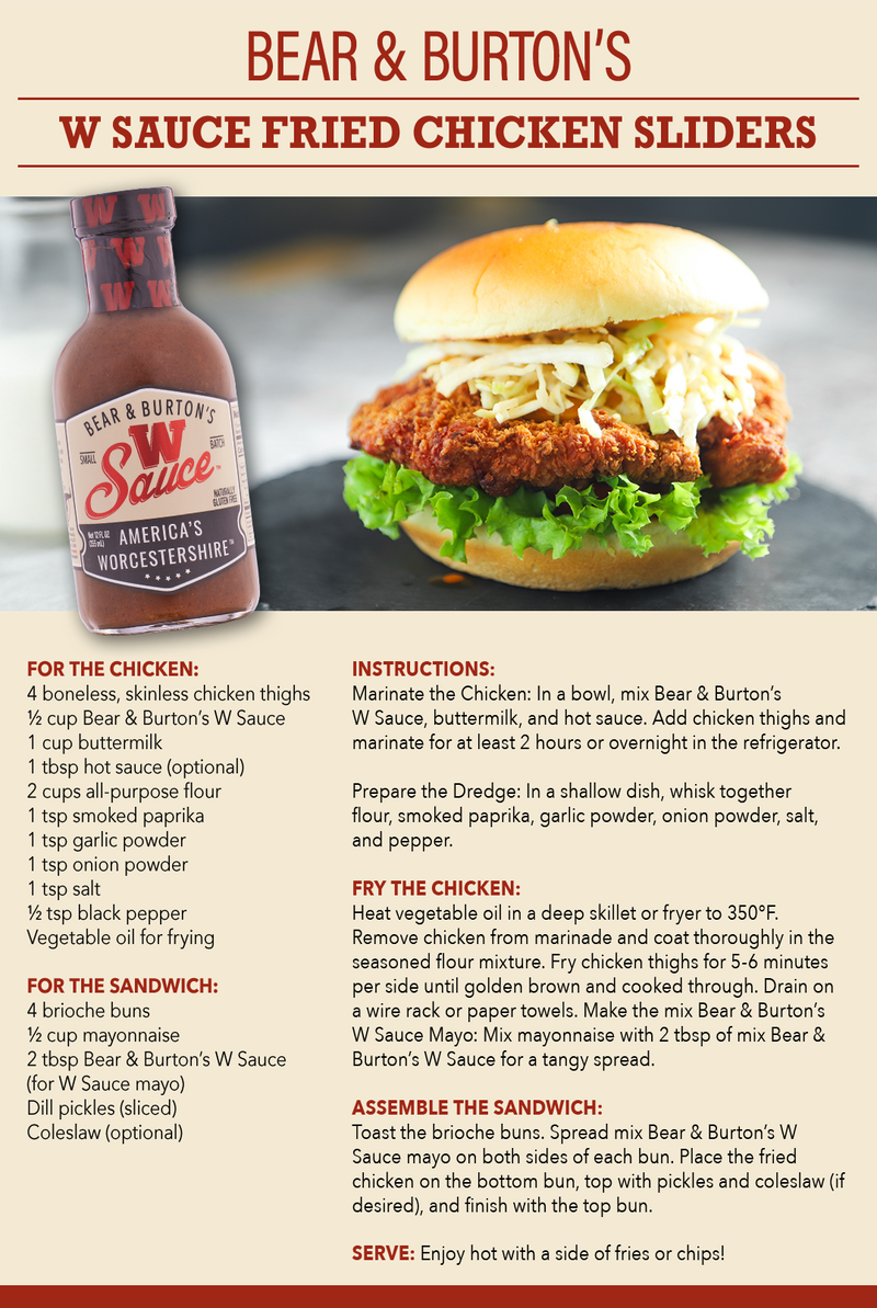 Bear & Burton's W Sauce Fried Chicken Sandwich Sliders